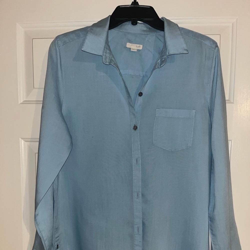 J. Jill Sky Blue Casual Button Down Shirt